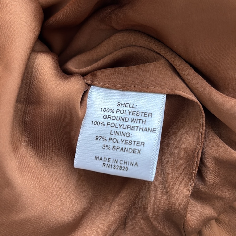 MAJORELLE Revolve Faux Leather Camel Brown Skirt & Crop Top Set Small - Picture 11 of 12